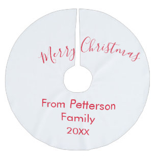 Merry Christmas add family name year simple Brushed Polyester Tree Skirt