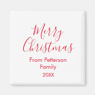 Merry Christmas add family name year simple Magnet