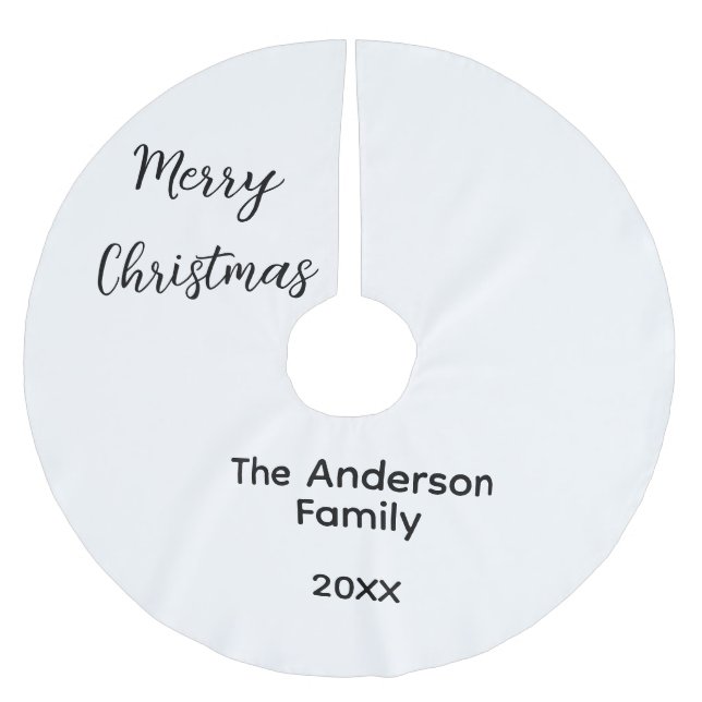 Merry Christmas add family name year text custom e Brushed Polyester Tree Skirt (Front)