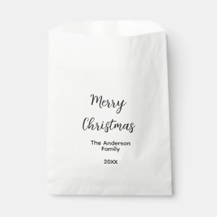 Merry Christmas add family name year text custom e Favour Bags
