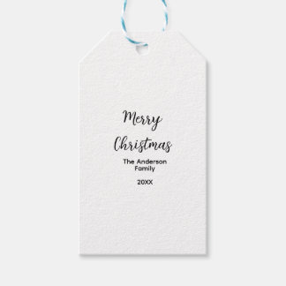 Merry Christmas add family name year text custom e Gift Tags