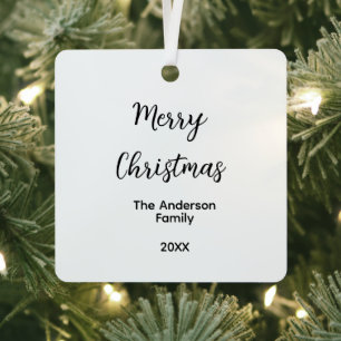 Merry Christmas add family name year text custom e Metal Tree Decoration