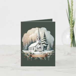 Merry Christmas add message Country Church Holiday Card