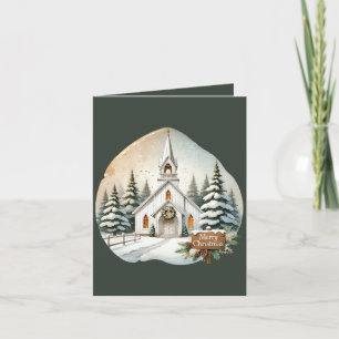 Merry Christmas add message Country Church Holiday Card
