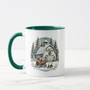 Merry Christmas add monogram Country barn Mug