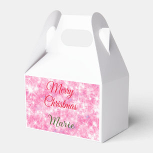 Merry Christmas add name red sparkle glitter holid Favour Box