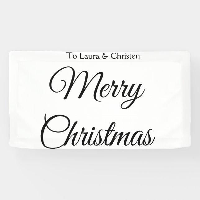 Merry Christmas add name text custom family gift Banner (Horizontal)