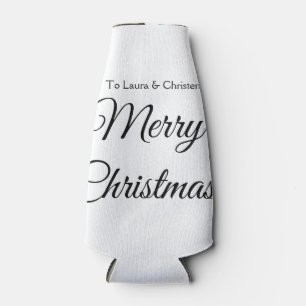 Merry Christmas add name text custom family gift Bottle Cooler