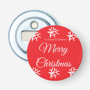 Merry Christmas add name text custom family gift Bottle Opener