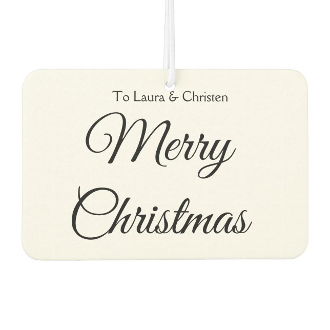 Merry Christmas add name text custom family gift Car Air Freshener (Front)
