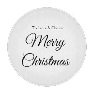 Merry Christmas add name text custom family gift Cutting Board
