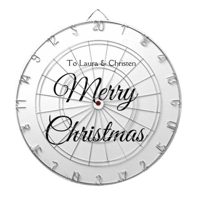 Merry Christmas add name text custom family gift Dartboard (Front)