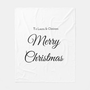 Merry Christmas add name text custom family gift Fleece Blanket