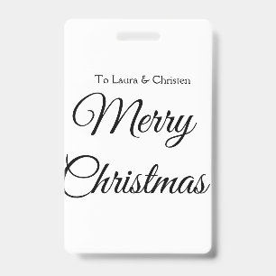 Merry Christmas add name text custom family gift ID Badge