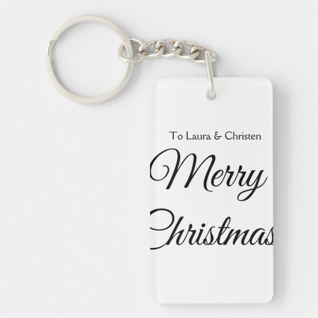 Merry Christmas add name text custom family gift Key Ring (Front)