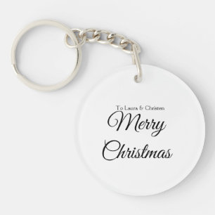 Merry Christmas add name text custom family gift Key Ring