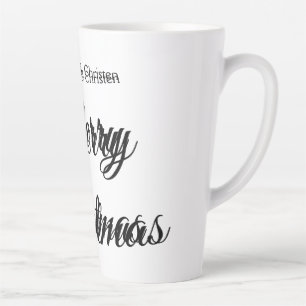 Merry Christmas add name text custom family gift Latte Mug