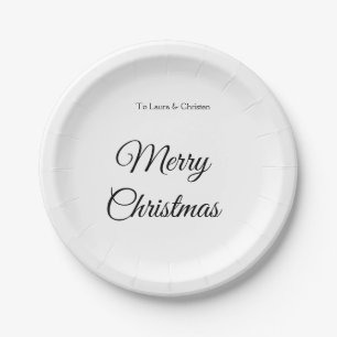 Merry Christmas add name text custom family gift Paper Plate