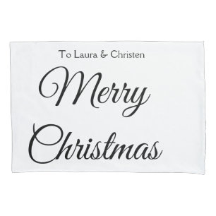 Merry Christmas add name text custom family gift Pillowcase