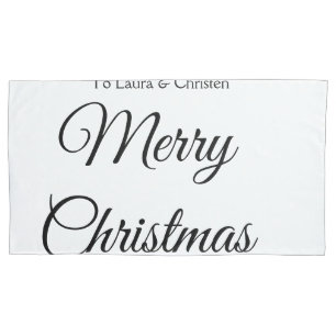 Merry Christmas add name text custom family gift Pillowcase