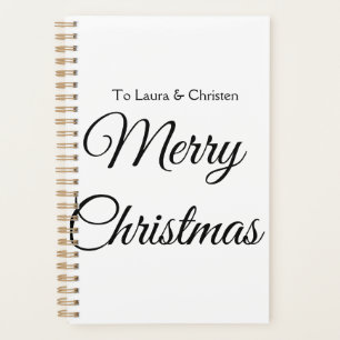 Merry Christmas add name text custom family gift Planner