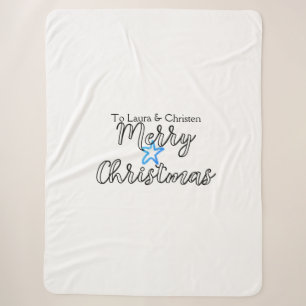 Merry Christmas add name text custom family gift Sherpa Blanket
