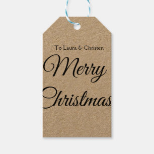 Merry Christmas add name text custom family gift Tags