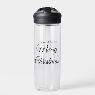 Merry Christmas add name text custom family gift Water Bottle