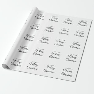Merry Christmas add name text custom family gift Wrapping Paper