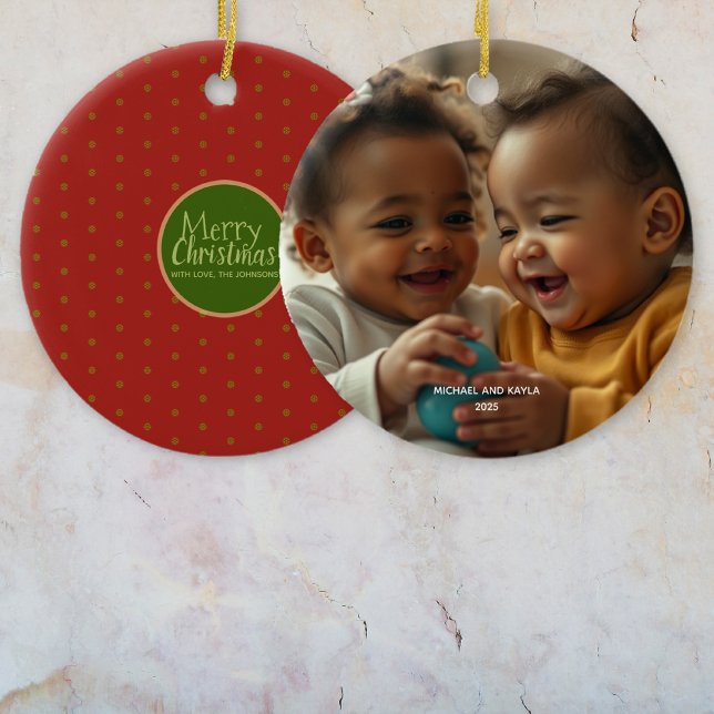 Merry Christmas Add Photo Acrylic Ornament (Creator Uploaded)