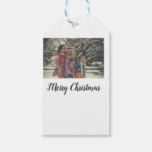 merry christmas add photo text holiday custom gift tags