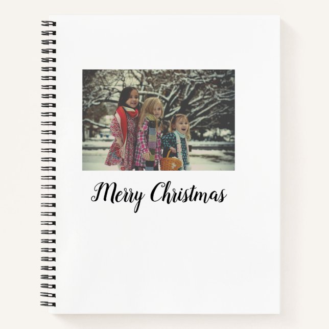 merry christmas add photo text holiday custom notebook (Front)