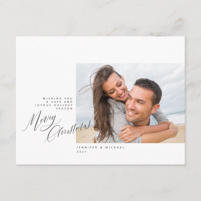 Merry Christmas  | ADD YOUR FAMILY PHOTO Postcard (Front)