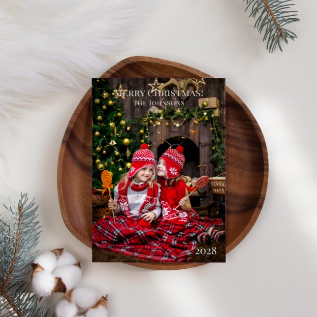 Merry Christmas Add Your Own Photo Christmas Holiday Card (Creator Uploaded)