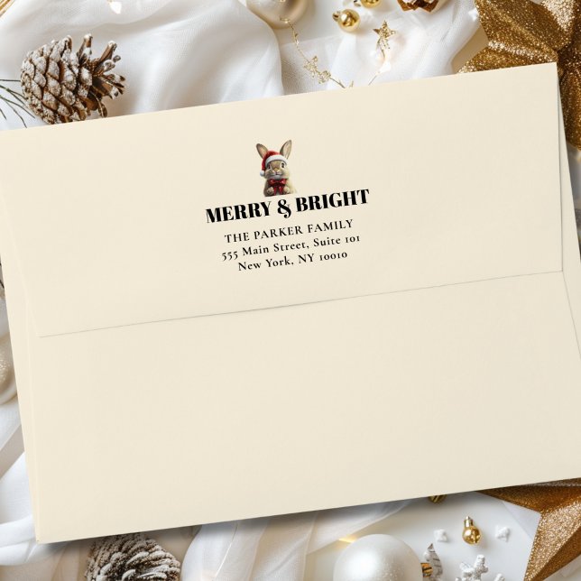 MERRY Christmas! Adorable, Rabbit, Santa Hat Envelope (MERRY Christmas! Adorable, Rabbit, Santa Hat, Envelope. )