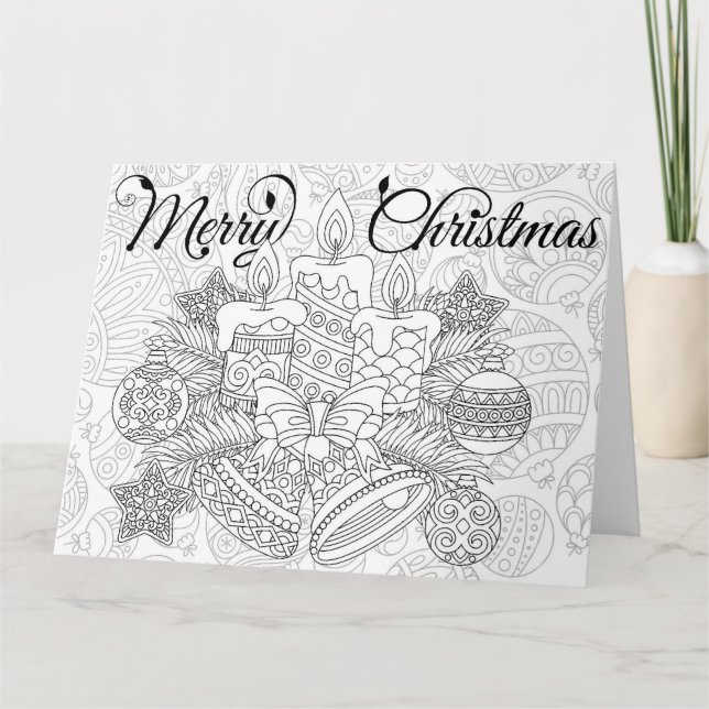Merry Christmas adult colouring card (Front)
