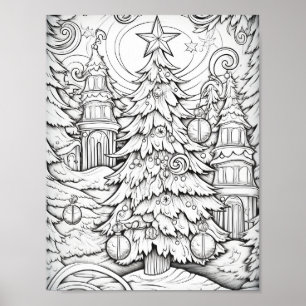 Merry Christmas Adult Colouring Poster
