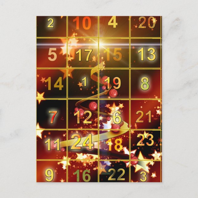 Merry christmas Advent calendar Holiday Postcard (Front)