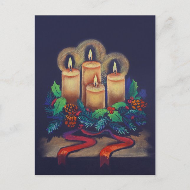 Merry Christmas - Advent Wreath for you! Holiday Postcard (Front)