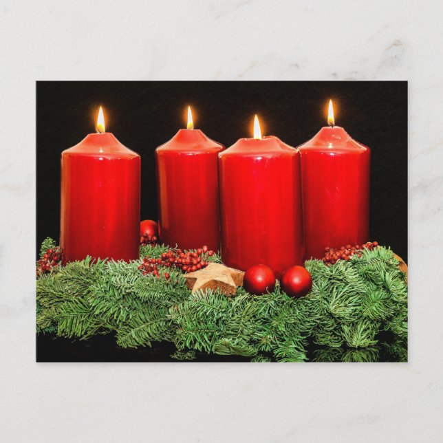 Merry christmas advent wreath holiday postcard (Front)