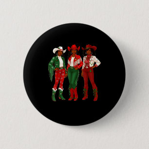 Merry Christmas African American Afro Cowgirl West 6 Cm Round Badge
