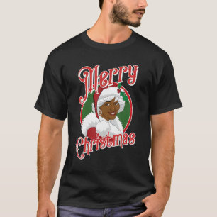 Merry Christmas African American Santa Black Mrs C T-Shirt
