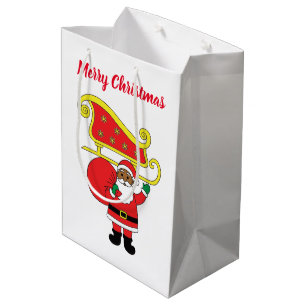 Merry Christmas African American Santa Claus Medium Gift Bag