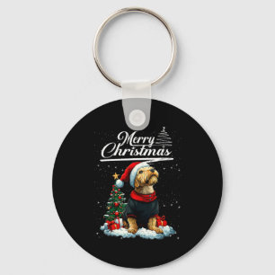 Merry Christmas Airedale Terrier Santa Hat Dog Lov Key Ring