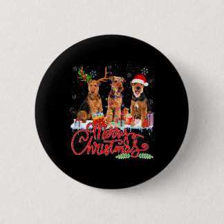 Merry Christmas Airedale Terrier Santa Reindeer Li 6 Cm Round Badge