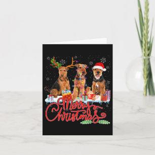 Merry Christmas Airedale Terrier Santa Reindeer Li Card