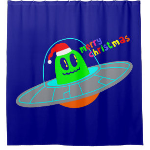 merry christmas alien santa scifi  shower curtain