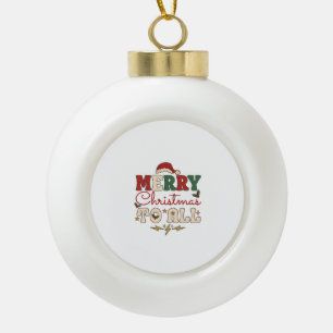 Merry Christmas All Santa Hat Lightning Stars Ceramic Ball Christmas Ornament