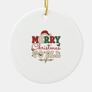Merry Christmas All Santa Hat Lightning Stars Ceramic Tree Decoration