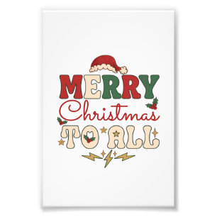 Merry Christmas All Santa Hat Lightning Stars Photo Print